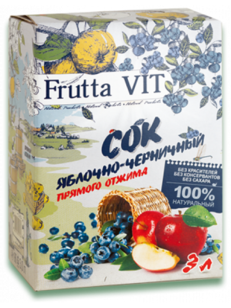 Сок Яблочно-черничный прям отжима стерил. 3л Вiтэкс Сок Яблочно-черничный прям отжима стерил. 3л Вiтэкс